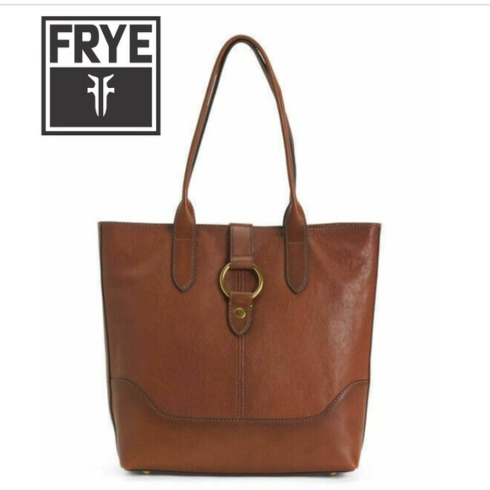 NWT FRYE Cognac Leather Ring Tote Shoulder Bag